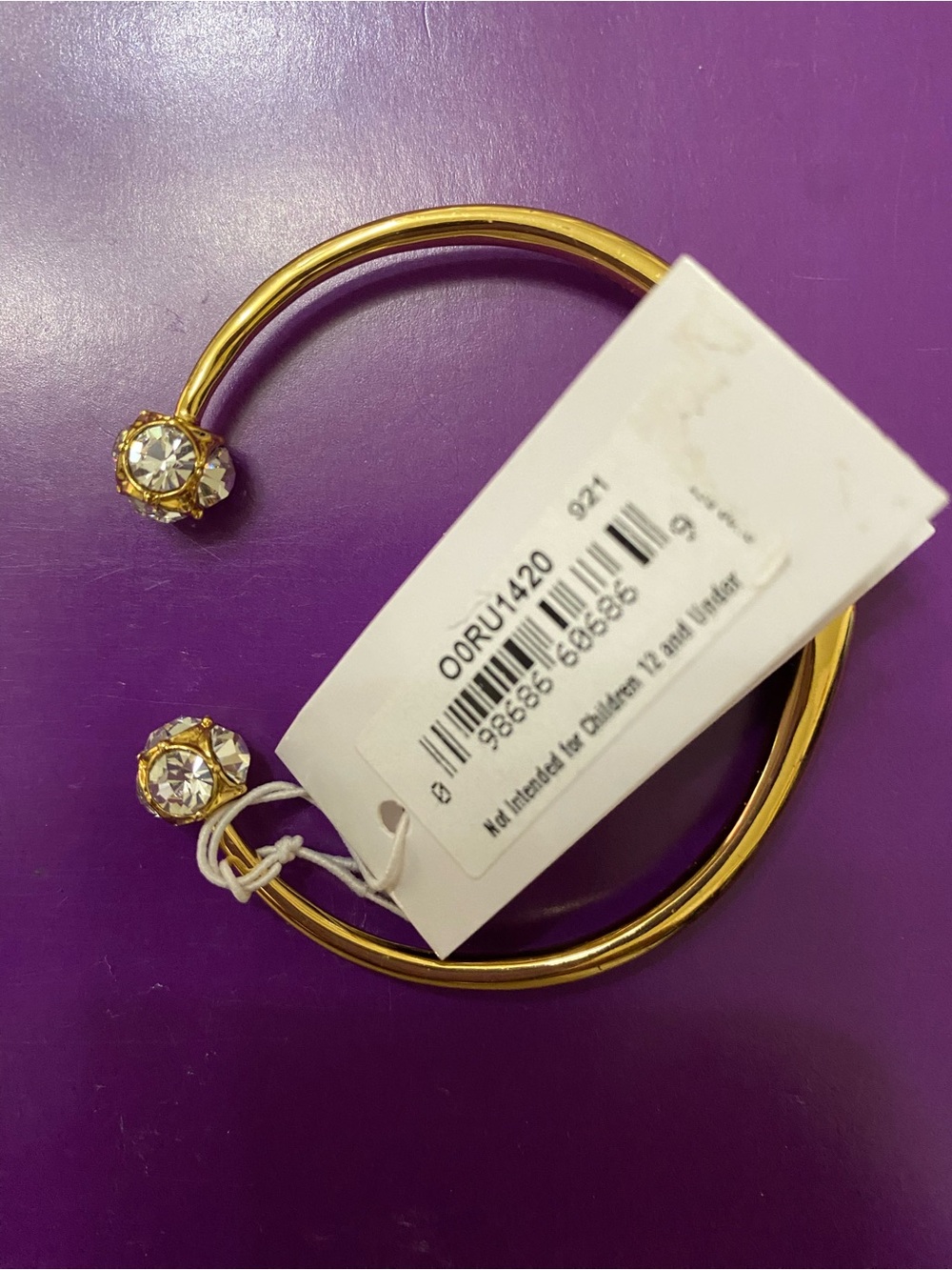 Kate Spade Gold Tone Crystal-Accent Open Cuff Bracelet